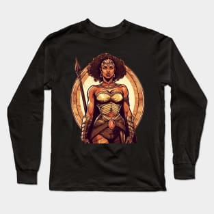 African Queen, Afro Female Warrior, Black History Long Sleeve T-Shirt